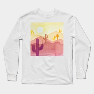 Rosy Desert (Watercolor desert landscape) Long Sleeve T-Shirt